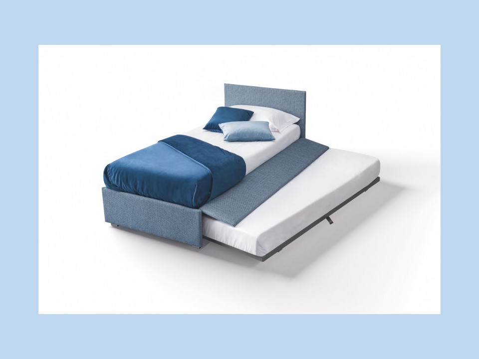 Letto tessile azzurro sfoderabile con secondo letto